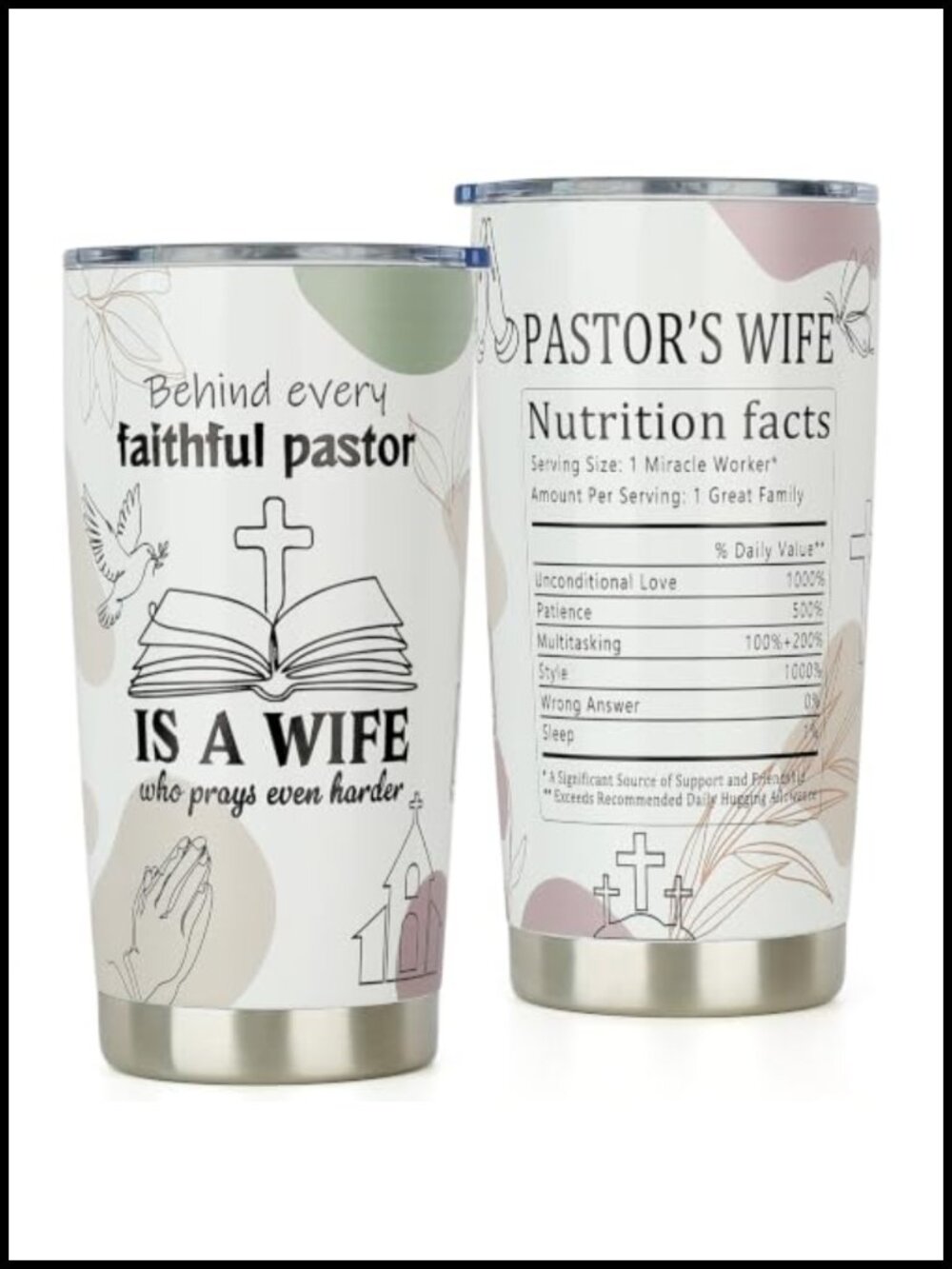 Pastor Wife Appreciation 20oz Stainless Steel Tumbler Insulated Coffee Cup